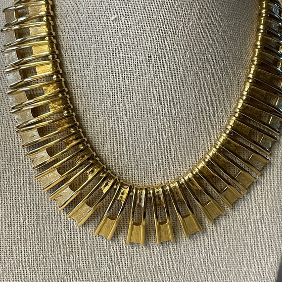 Trifari Necklace, Textured Gold-Plated Stunning T… - image 2