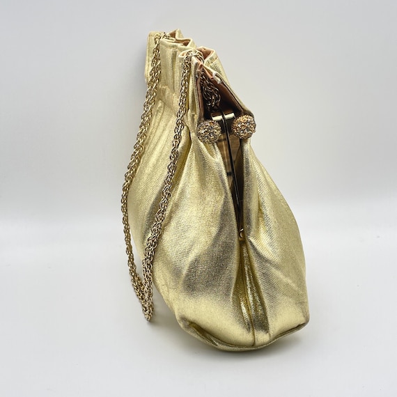 Gold Purse Clutch by Ande, Handbag with Chain Pap… - image 2