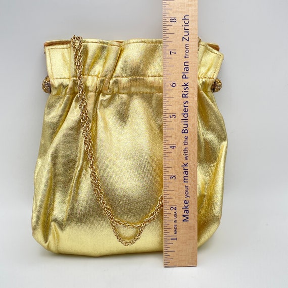 Gold Purse Clutch by Ande, Handbag with Chain Pap… - image 9