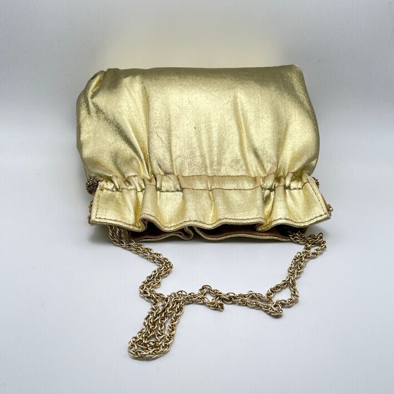 Gold Purse Clutch by Ande, Handbag with Chain Pap… - image 5