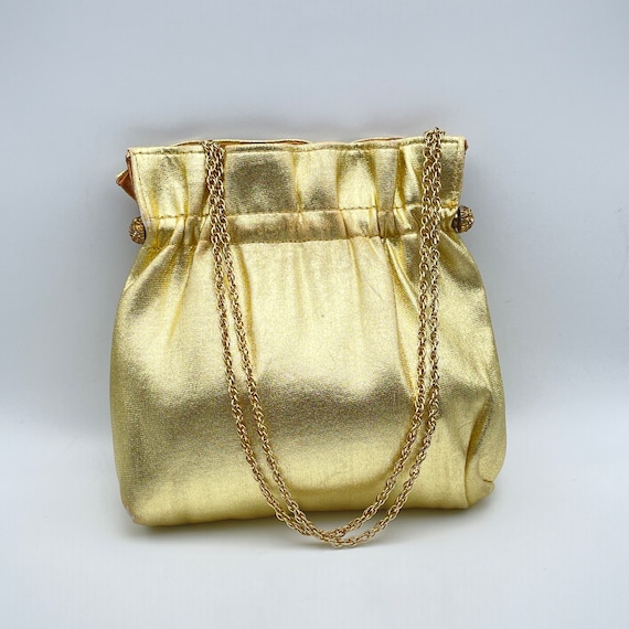 Gold Purse Clutch by Ande, Handbag with Chain Pap… - image 1
