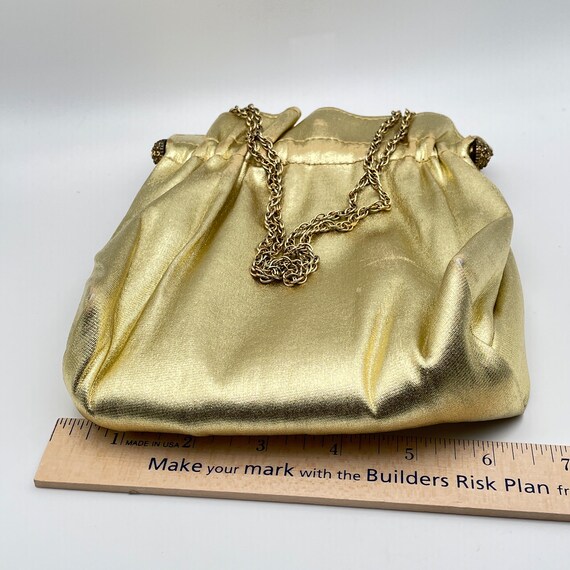 Gold Purse Clutch by Ande, Handbag with Chain Pap… - image 10