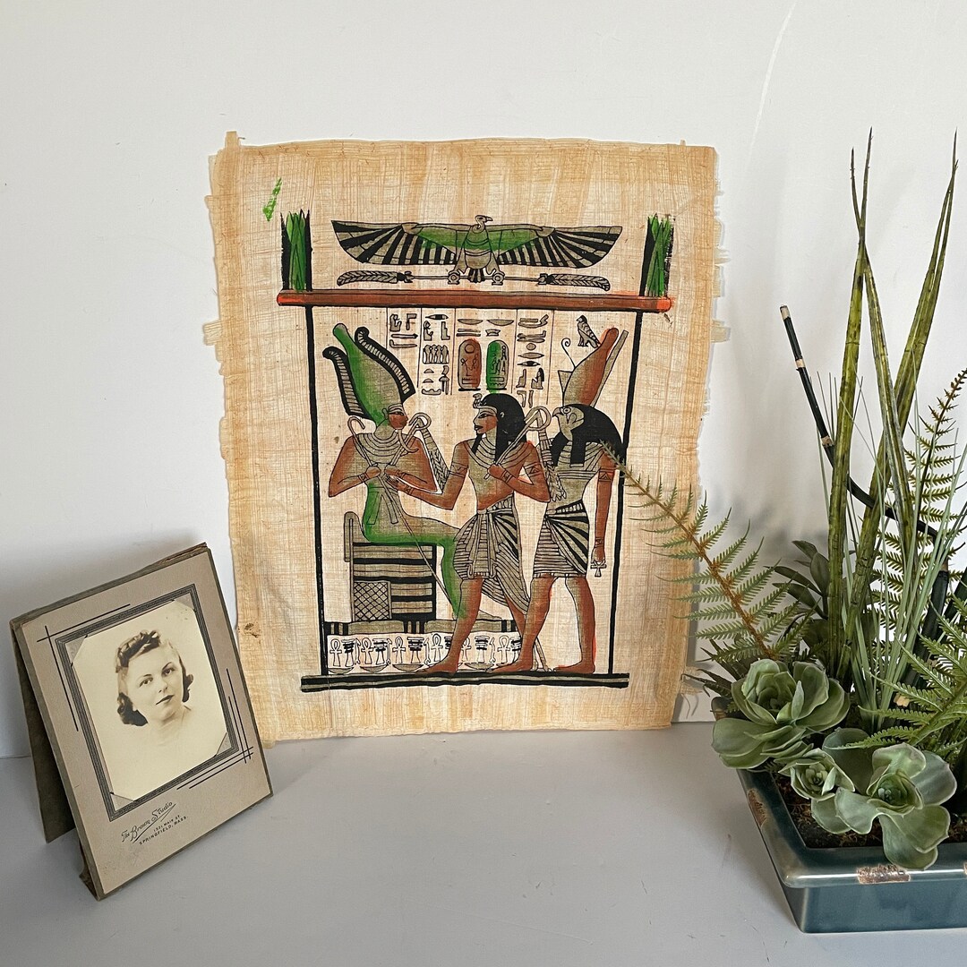 Egyptian Papyrus Mural Art, Tombs of Thebes Revival Wall Hanging ...
