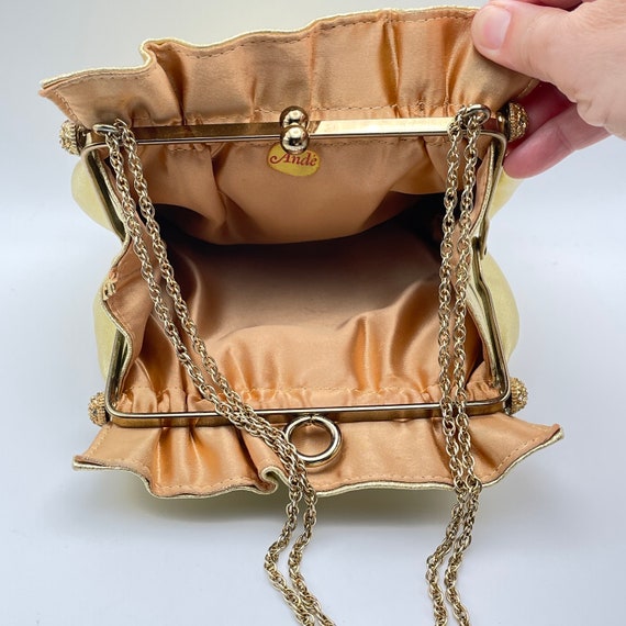 Gold Purse Clutch by Ande, Handbag with Chain Pap… - image 6