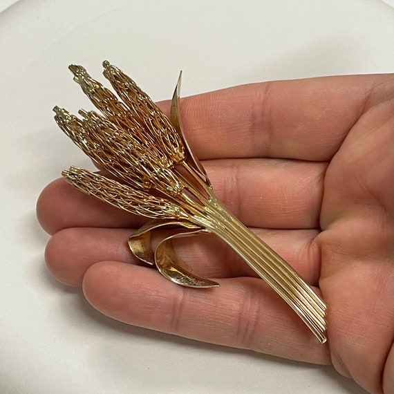 Corocraft Wheat Brooch, Vintage Coro Draft Gold T… - image 5