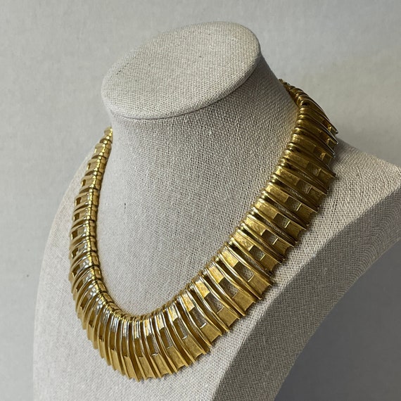 Trifari Necklace, Textured Gold-Plated Stunning T… - image 1