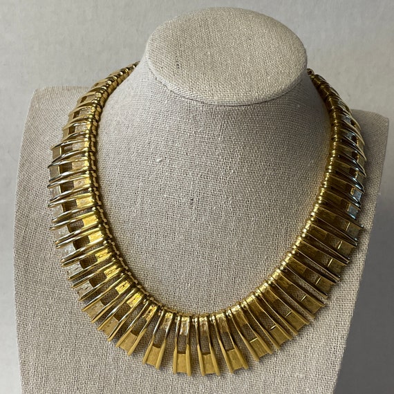 Trifari Necklace, Textured Gold-Plated Stunning T… - image 8