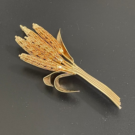 Corocraft Wheat Brooch, Vintage Coro Draft Gold T… - image 1