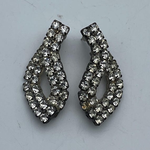 1980s Pavé Rhinestone Loop Earrings: Hollywood Re… - image 1
