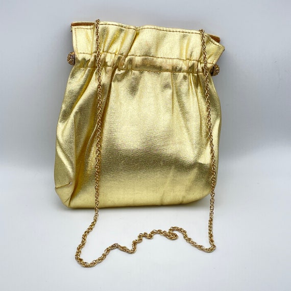 Gold Purse Clutch by Ande, Handbag with Chain Pap… - image 8
