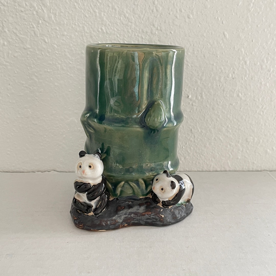 Panda and Bamboo Stump Planter Vase, Panda Lover Gift, Plant Baby ...