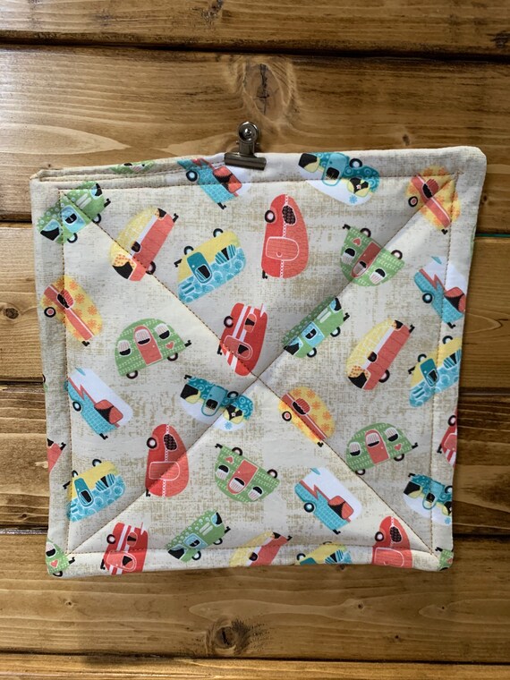 Pot Holders Quilted camper pot holder handmade camper hot pad Home & Living