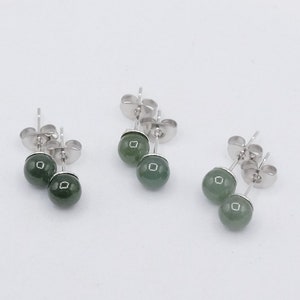 5.5-6mm Guatemala Jadeite Stud Sterling Silver Earrings