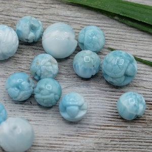 Larimar Carved Turtle 12mm AAA+ Beads