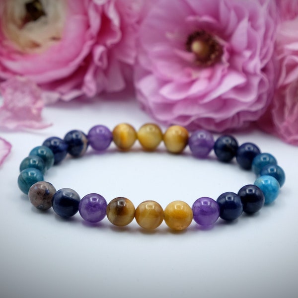 Weight Loss Detox Stimulate Metabolism Crystal Bracelet 4mm. 6mm, 8mm Blue Apatite, Sodalite, Yellow Tigers Eye, Amethyst