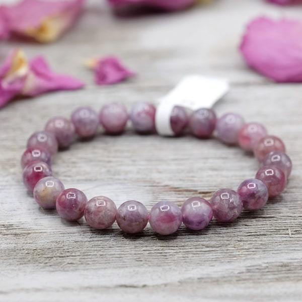 7.5mm, 9mm AAA Unicorn Stone Pegmatite Your Choice Stretch Crystal Bead Bracelet Heart Chakra Healing