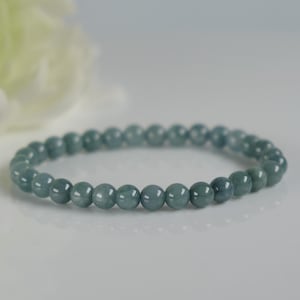 Certified 4mm, 6mm, 8mm Guatemala Jadeite Water Blue Jade Stretch Bracelet Natural Untreated