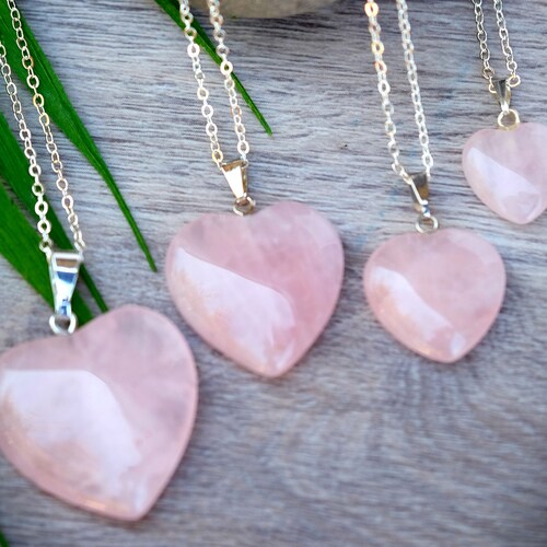 LOVE Rose Quartz Heart Pendant Multiple 