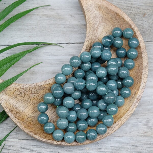 Custom Sizing Guatemala Jadeite Jade Blue Beaded Necklace or Dark Green  Bracelet Natural Type-A 8mm, 10mm, 12mm