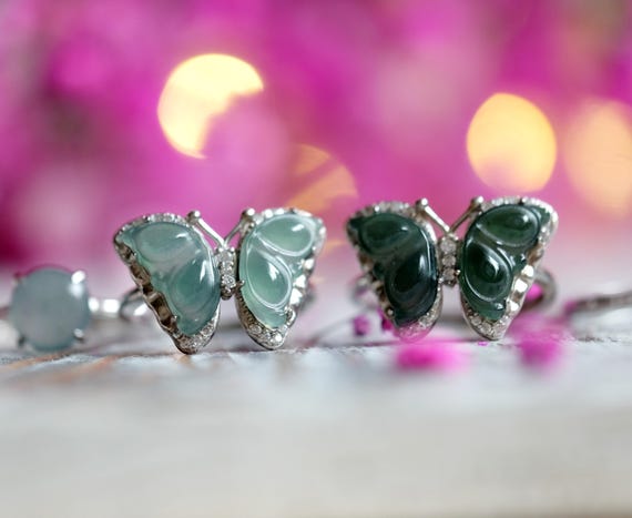 Icy Translucent Blue Water Guatemalan Jadeite Butterfly 925