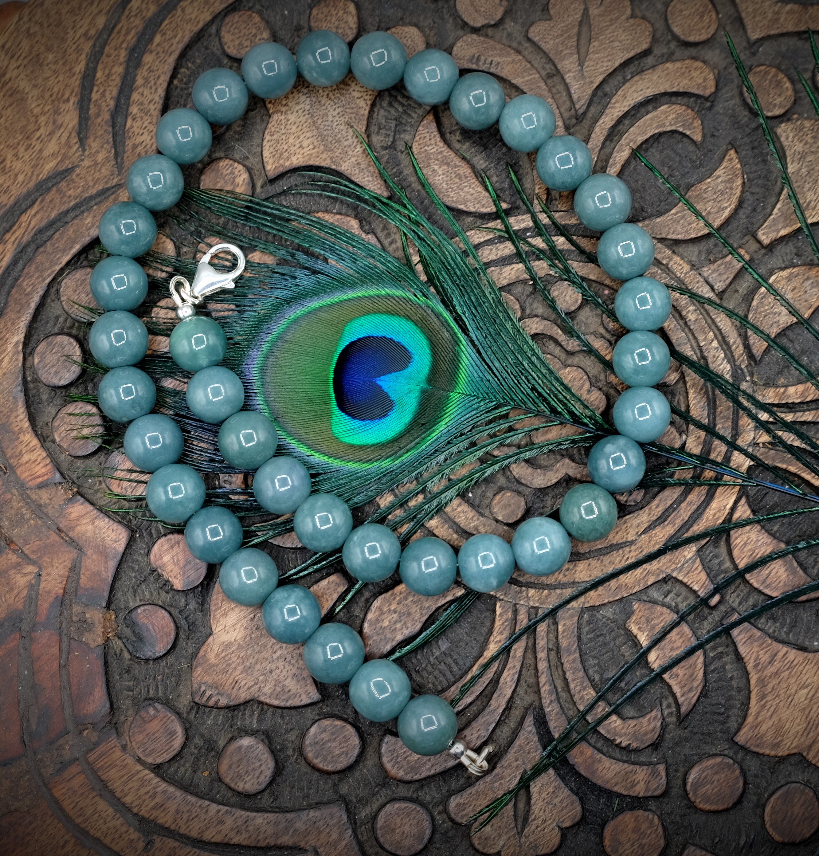 Certified 12mm Teal Blue Natural Guatemala Jadeite Jade Blue