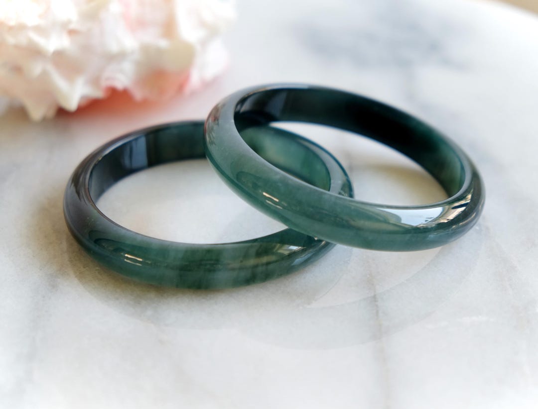 61mm Icy Translucent Blue Water Jade Guatemalan Jadeite Jadeite Thick ...