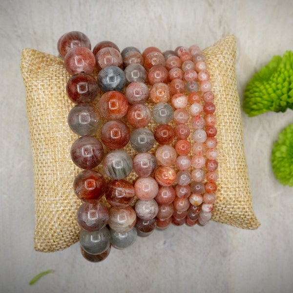 Sunstone 4-12MM Orange Gray Sunstone Bracelet