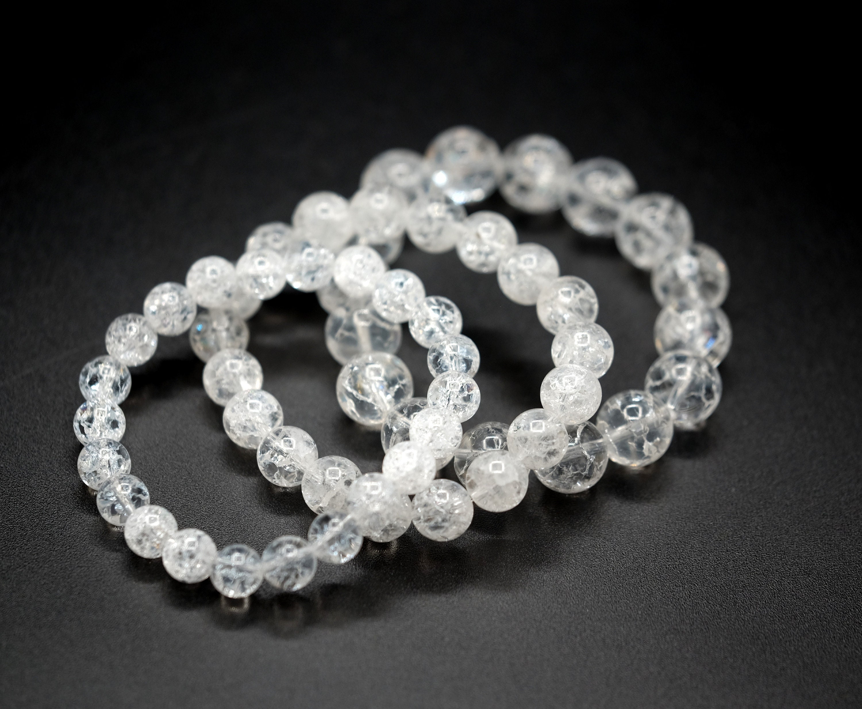CLEAR QUARTZ Crystal Bracelet - Round Beads - Beaded Bracelet