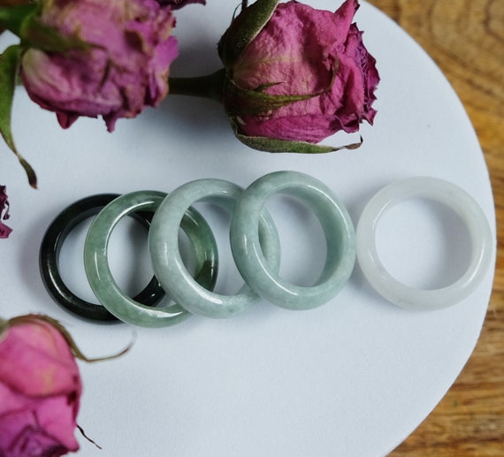 Wholesale Type A Burmese Natural Jadeite Jade Rings Narrow Thin