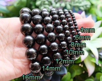 4mm-16mm Shungite 4mm, 6mm, 8mm, 10mm, 12mm, 14mm, 16mm Round Bracelets Tested 100% Genuine {Zazhoginsky Mine, Russia}