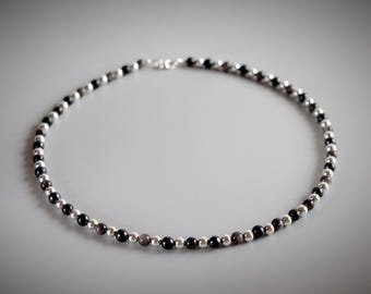 Ultimate Empath Protection Shungite, 925 Sterling Silver, Obsidian 6mm Bead Necklace Anti-Negativity, EMF 925 Sterling Silver Lobster Clasp