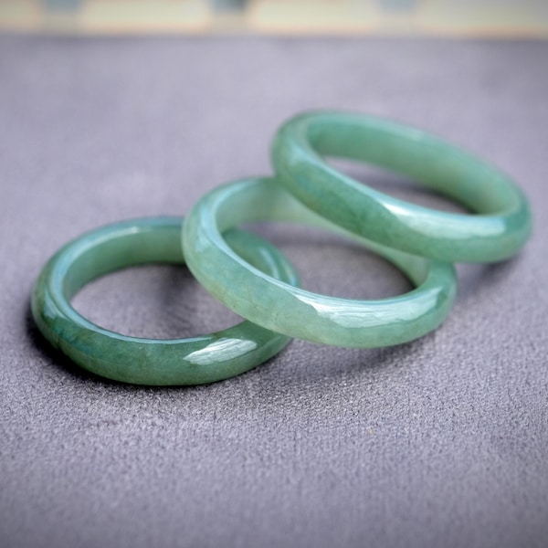 Green Burmese Jadeite Jade Rings 4-5mm wide Band Natural Green High Quality Type A Untreated SKU105