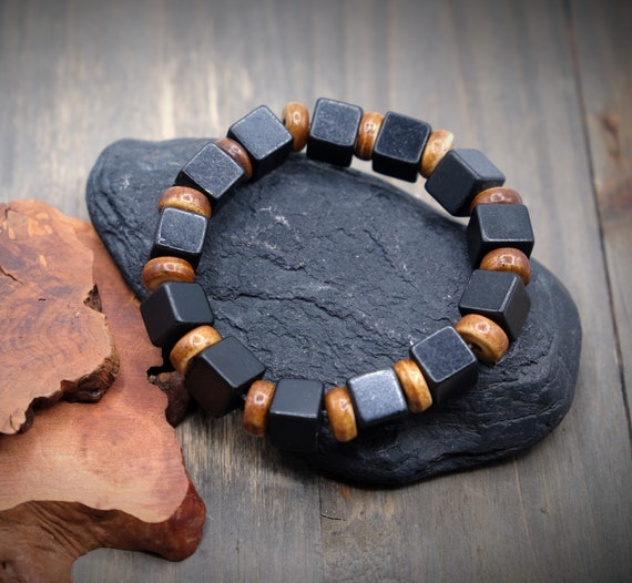 Shungite Bracelet Stretchy EMF Protection Grounding Healing Karelian Shungite - Foto 4