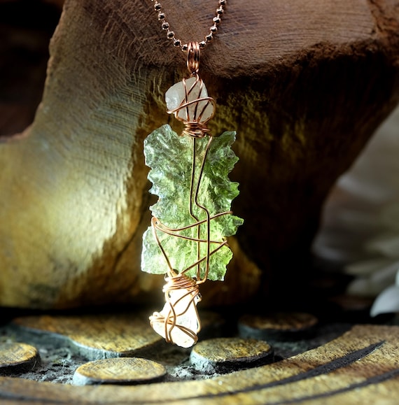 Wire Wrapped Moldavite Necklace Besednice Jezkovna B Grade