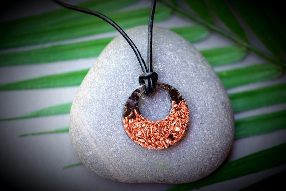 ELITE NOBLE SHUNGITE Copper Orgonite 1.2 Inch Round Donut Pendant