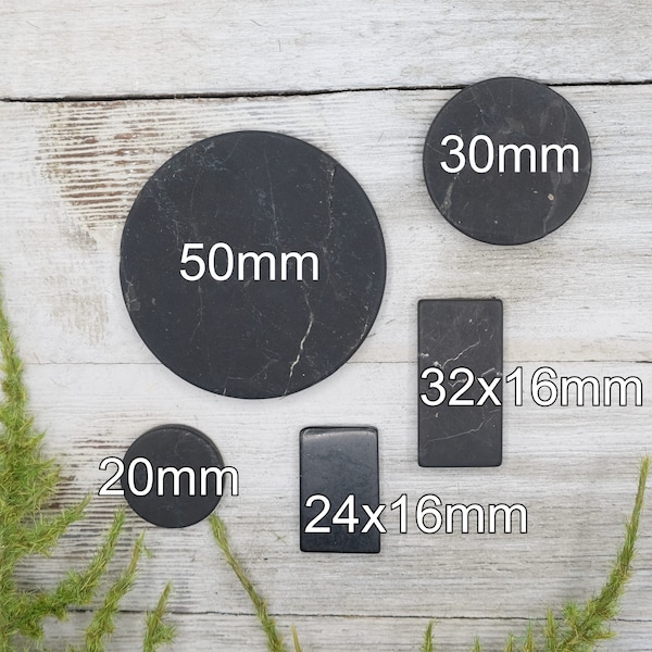 Shungite Stickers Round or Rectangular Cell Phone Tablet Accessory Plates 5G EMF Protection 20mm, 30mm, 50mm