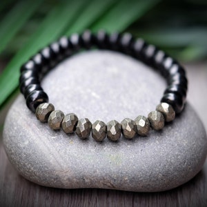 Shungite + Pyrite Powerful Duo Genuine Quality Shungite Protective Faceted Rondelle Copper Hematite Bracelet