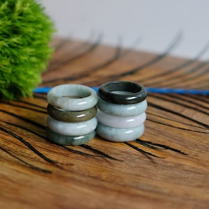 Type A Burmese Jadeite Jade Rings Narrow Thin Band Multiple Colors Sizes Light Dark Green Ring 6mm Natural SKU 100