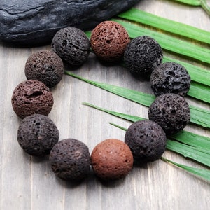 20mm Natural Reddish Brown Lava Stone Bead Bracelet