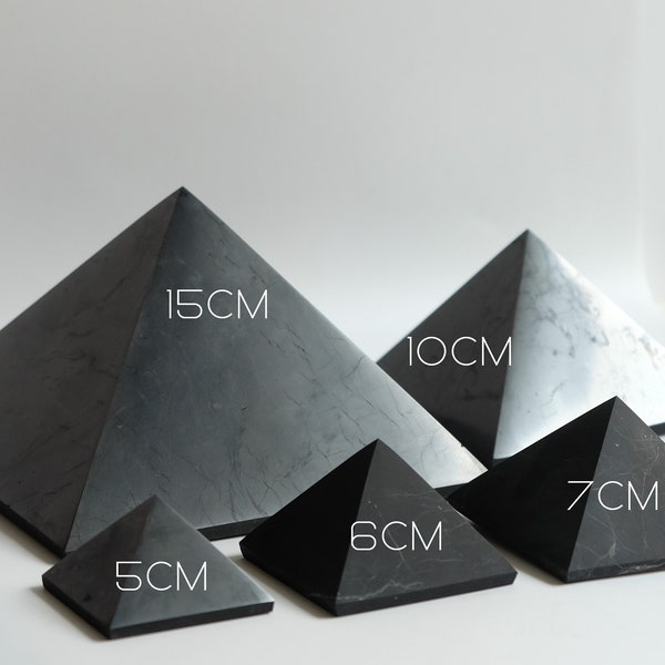 XL-SM 6'' 15cm, 10cm, 7.5cm, 7cm, 6cm, 5cm, 4cm, 3cm Polished or Unpolished Shungite Pyramid {Russia}