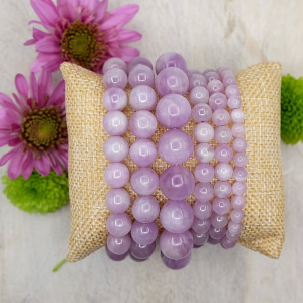 AAA Brazil Kunzite 6mm, 7mm, 8mm, 9mm, 10mm, 12mm, 13mm, 14mm, 15mm Bracelet