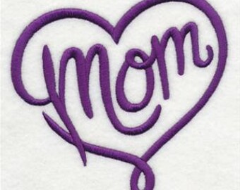 Mom Heart Embroidered Waffle Kitchen Towel --- Pick towel color ---Free Shipping
