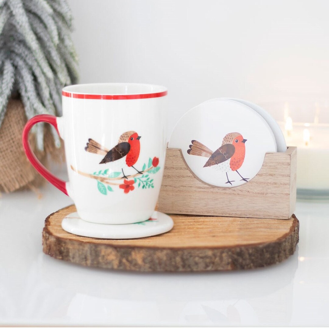 ROBIN Mug & Coaster Gift Set/remembrance Robin /novelty Mugs/robins