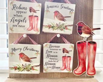 Robin Christmas Sign/Plaque /Robins Appear When Loved Ones Are Near /Heavenly gifts /Remembrance / Memorial Gifts /Robin Gifts /Robin Bauble