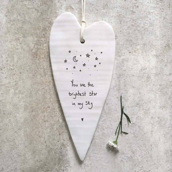 You are the brightest star in my sky Keepsake /East of India Hanging Heart/Christmas Decoration/Remembrance/In memory/Bereavement/Babyloss