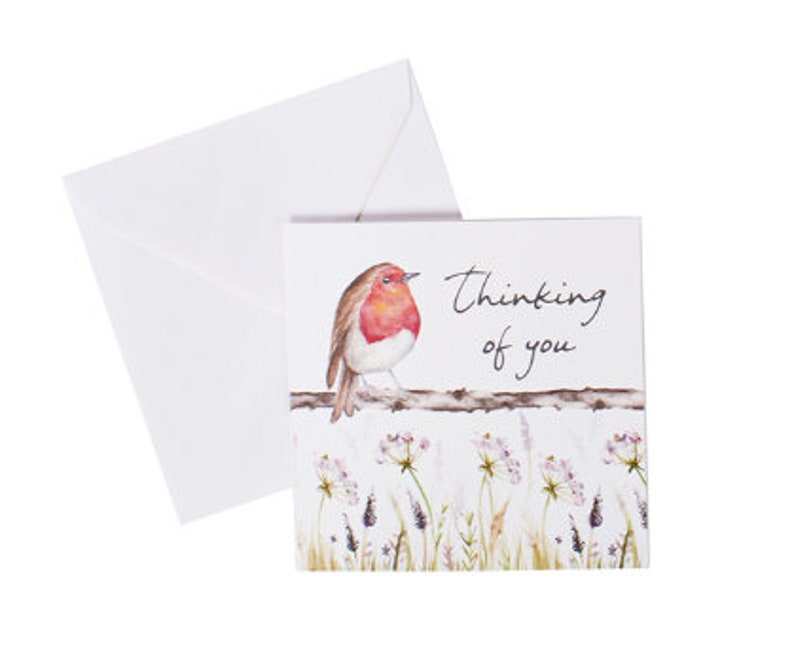 Robin Thinking of You Card / In Memory / Remembrance Card / Robin Card / Sympathy Card / Robins verschijnen wanneer geliefden dichtbij zijn / afbeelding 1