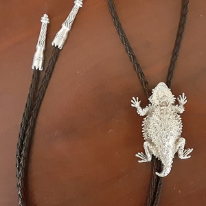 Horned Toad Horned Lizard Horned Frog Bolo Tie 36 inch your choice Pewter, Silver or 24K gold
