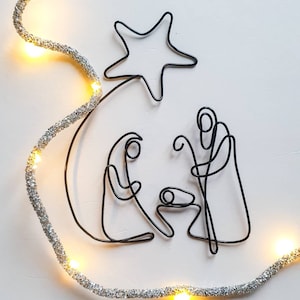 Nativity scene wire silhouette, wall art sign for your home decor or as a personalised gift