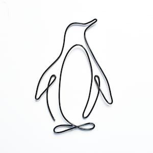 Penguin wire silhouette, wall art sign for your home decor or as a personalised gift image 1