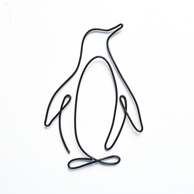 Penguin wire silhouette, wall art sign for your home decor or as a personalised gift image 1